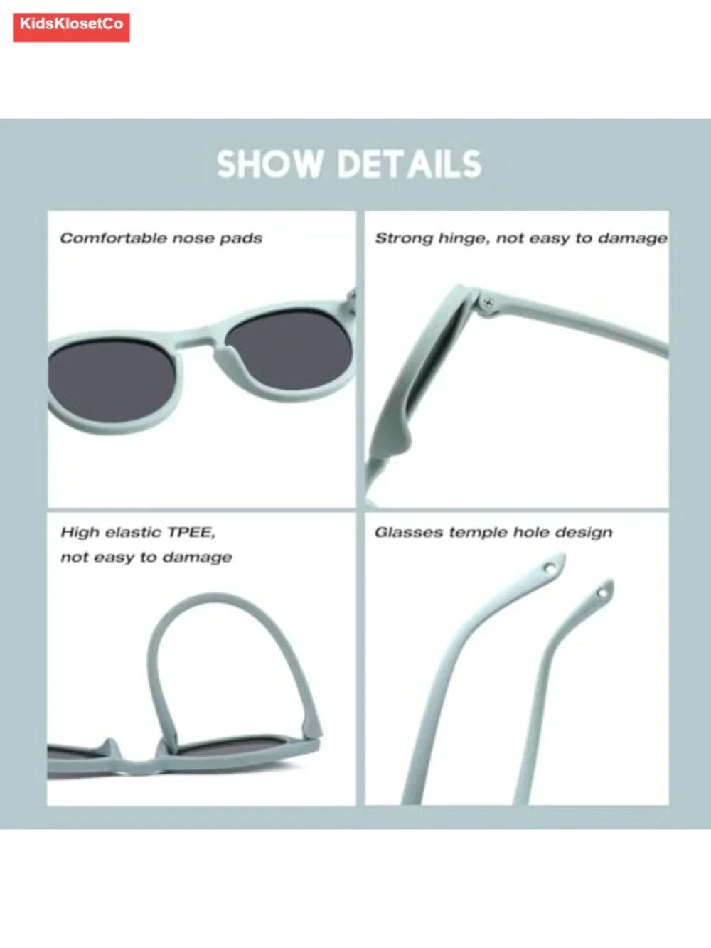 Infant Sunglasses with Strap UV400 Polarized Bendable Round